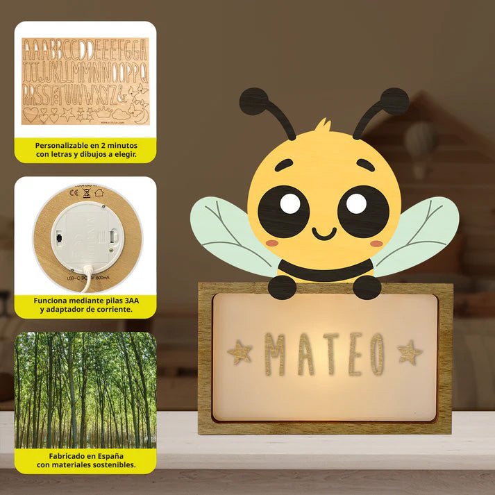 Lampara Infantil Personalizada Abeja - Nanetes